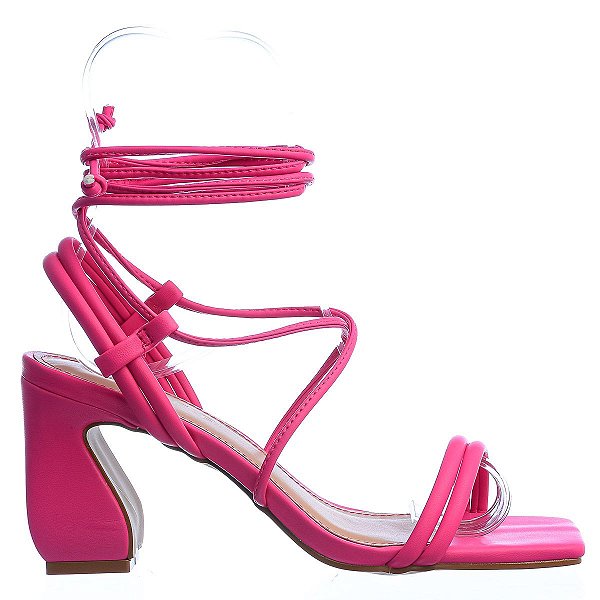 Sandália Feminina Gladiadora Detalhe Salto Offline Pink