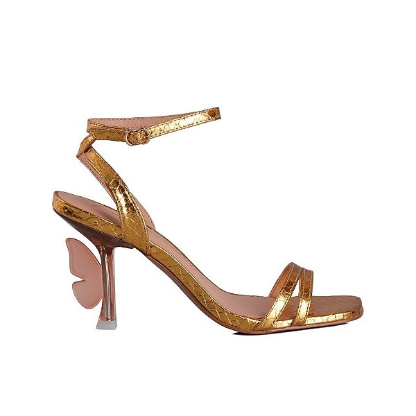 Sandália Feminina Butterfly Cristal Prisma Luiza Barcelos Dourada