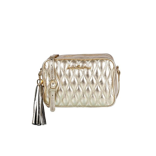 Bolsa Feminina Média Moderna Luiza Barcelos Metal Dourada