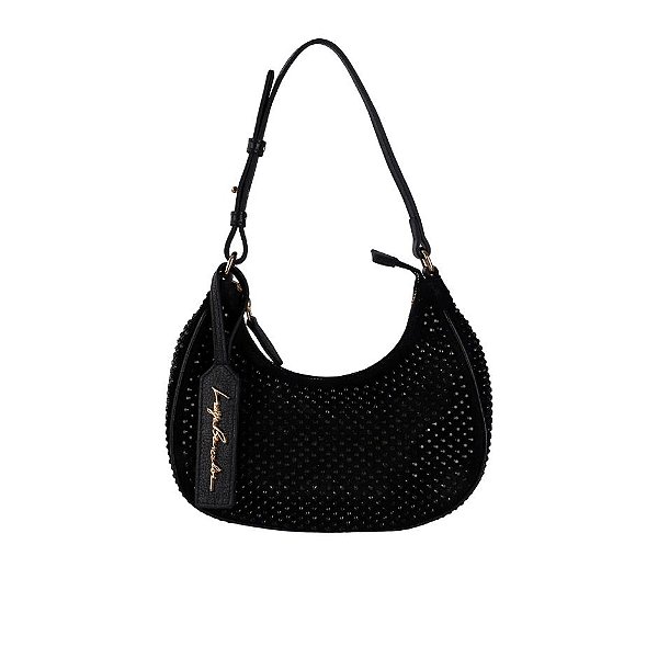 Bolsa Feminina Pequena Meia Lua Hotfix Prisma Luiza Barcelos Preta