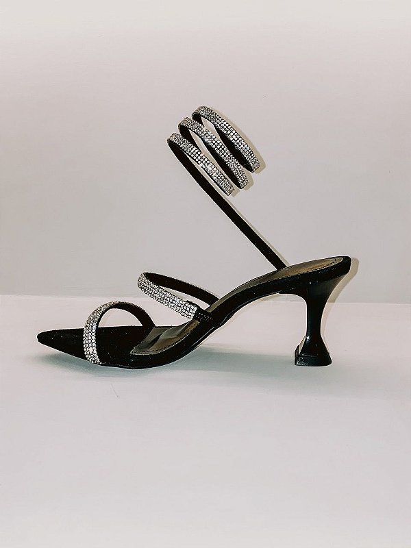 Sandália Feminina Amelie Paris Specchio Brand Preta