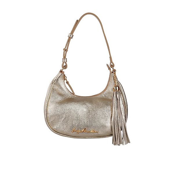Bolsa Feminina Pequena Meia Lua Metalizada Luiza Barcelos Dourada