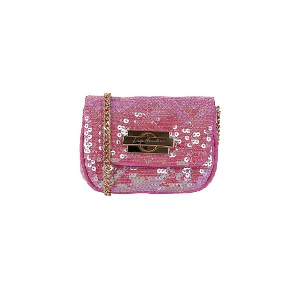 Bolsa Feminina Mini Paetê Logo Prisma Luiza Barcelos Rosa