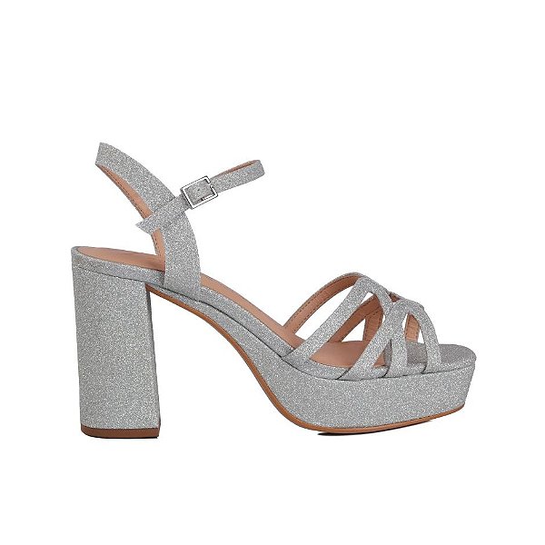 Sandália Feminina Meia Pata Glitter Prisma Luiza Barcelos Prata