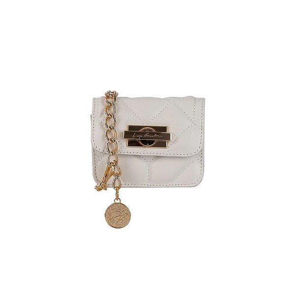 Bolsa Feminina Mini Shoulder Couro Prisma Luiza Barcelos Off White