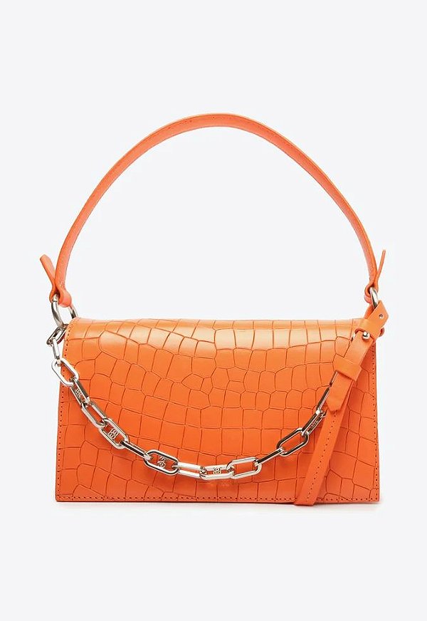 Bolsa Feminina Tiracolo Liz Chain Couro SS23 Schutz Laranja