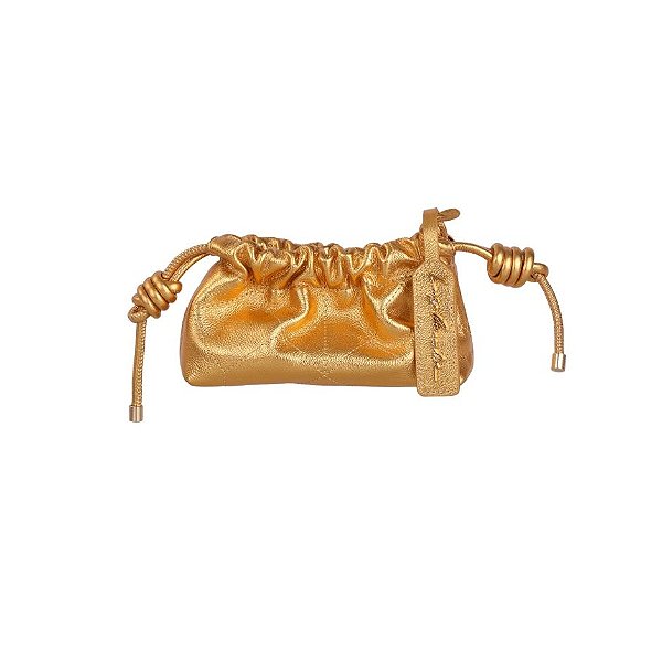Bolsa Feminina Mini Metalizada Prisma Luiza Barcelos Dourada