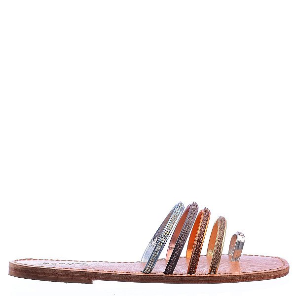 Rasteira Feminina Tiras Cravejadas Colors SS23 Schutz Bege