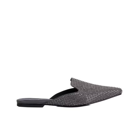 Mule Feminino Camurça Strass Luiza Barcelos Cinza