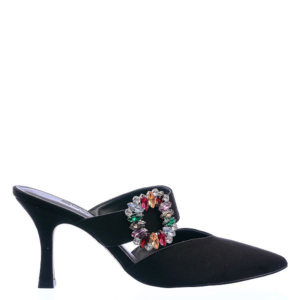 Tamanco Feminino Renata Camurça Strass Espelho Meu Specchio Brand Preto