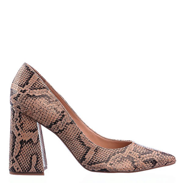 Scarpin Feminino Karina Textura Animalier Espelho Meu Specchio Brand Nude