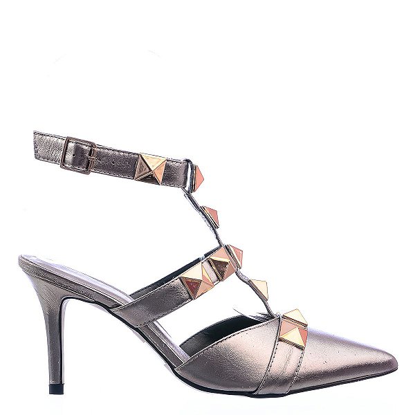 Sandália Feminina Mariana Spikes Espelho Meu Specchio Brand Prata