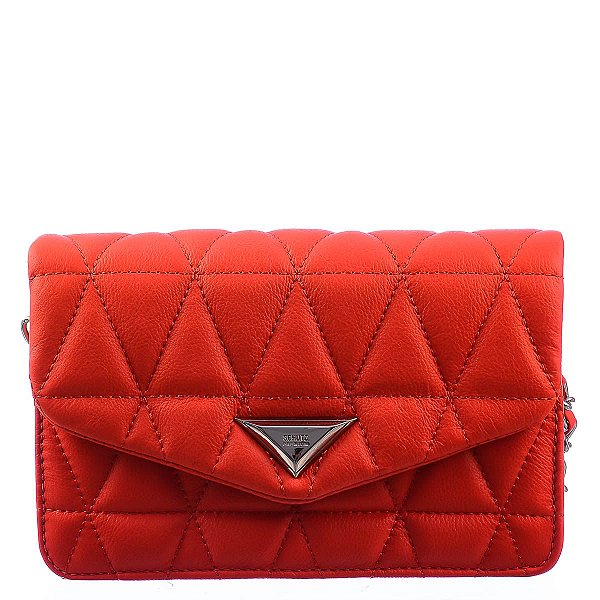 Bolsa Feminina Média Couro Matelassê Alça Corrente Schutz Coral