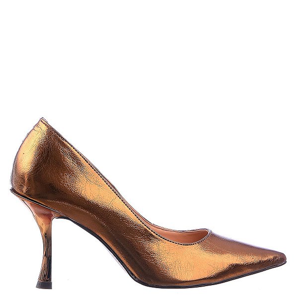 Scarpin Feminino Salto Taça Metalizado Luiza Barcelos Bronze