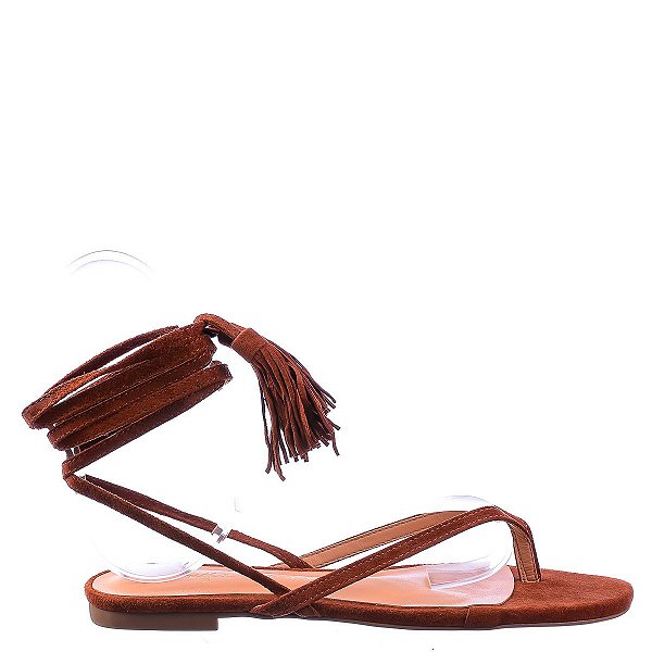 Sandália Feminina Rasteira Tassel Prisma Luiza Barcelos Camel