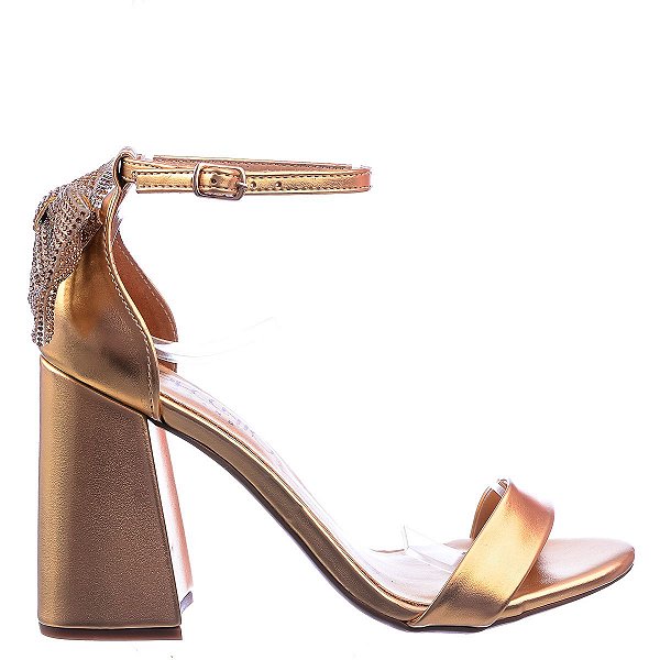 Sandália Feminina Carla Laço Strass Like A Shine Specchio Brand Dourado