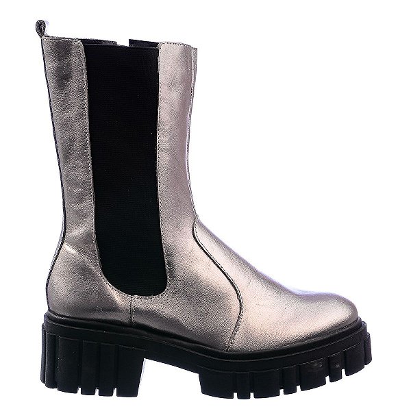 Bota Feminina Lully Tratorada Elástico Like A Shine Specchio Brand Chumbo