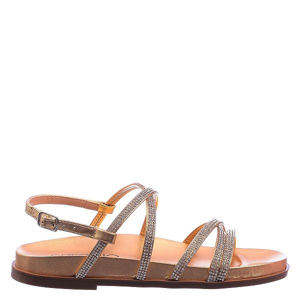 Papete Feminina Milena Fivela Strass Like A Shine Specchio Brand Dourado
