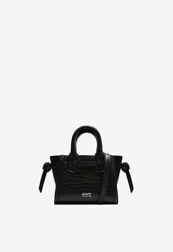 Bolsa Feminina Mini Tote Tiracolo Alissa Texturizada Schutz Preto