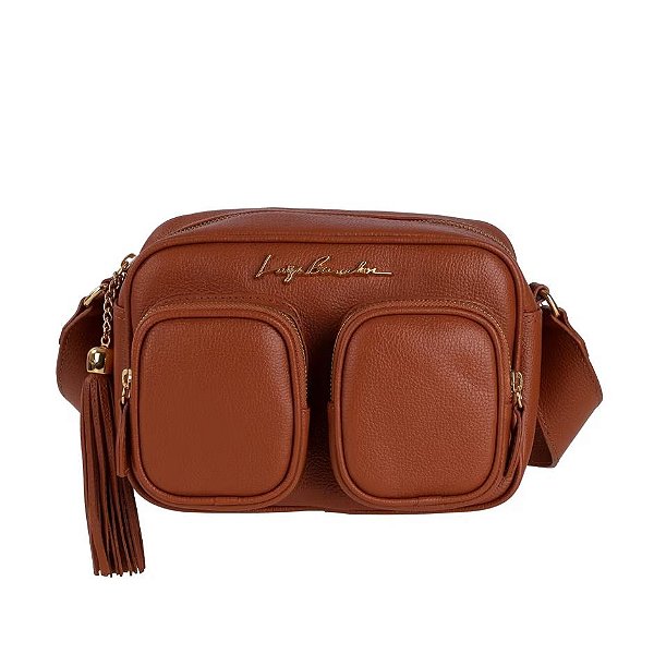 Bolsa Feminina Média Tiracolo Bolsos Externos Luiza Barcelos Camel