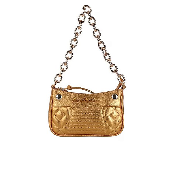 Bolsa Feminina Pequena Tote Prisma Luiza Barcelos Dourado