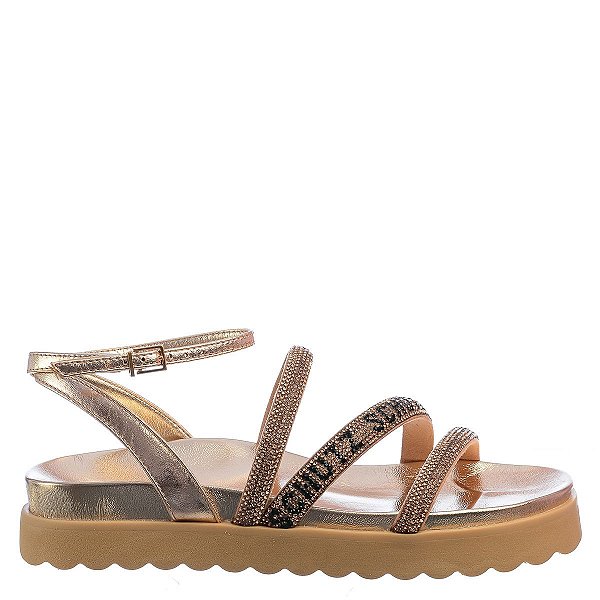 Papete Feminina Brilho Logomania Resort 24 Schutz Dourado