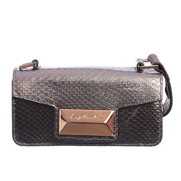 Bolsa Feminina Pequena Tiracolo Aplicações Texturizada Luiza Barcelos Chumbo