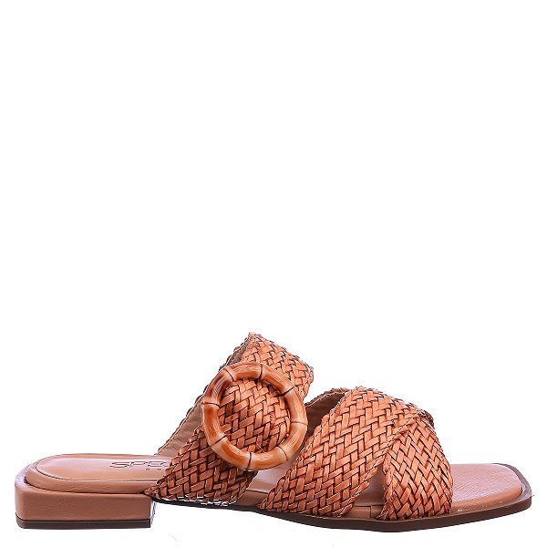 Rasteira Feminina Cris Tramada Fivela Sonho De Verão Specchio Brand Camel