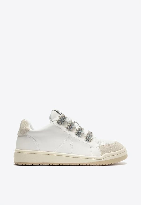 Tênis Feminino Strass Cadarço Couro Schutz Branco
