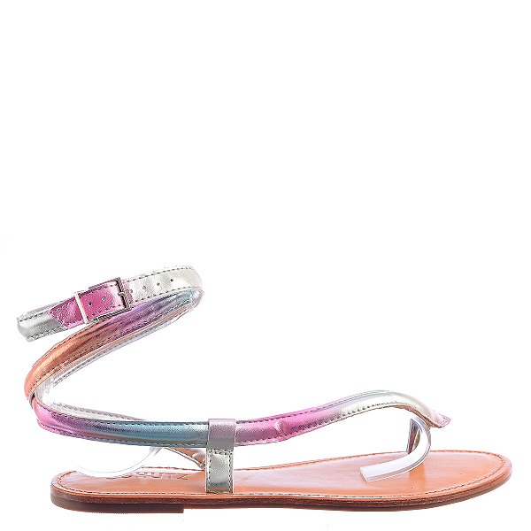 Rasteira Feminina Metalic Rainbow Fivela SS24 Schutz Prata