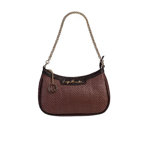 Bolsa Feminina Média Correntes Palha Luiza Barcelos Coffee