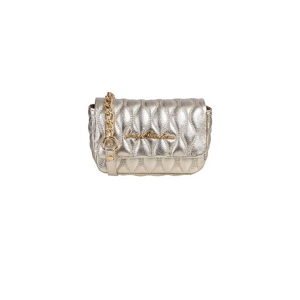 Bolsa Feminina Pequena Tiracolo Metal Leather Luiza Barcelos Dourado