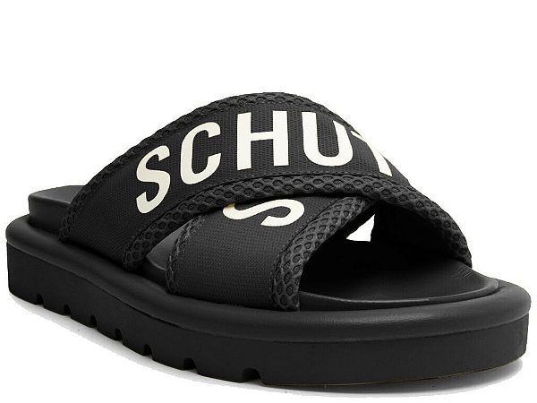 Papete Feminina Tiras X Logomania Fashion SS24 Schutz Preto