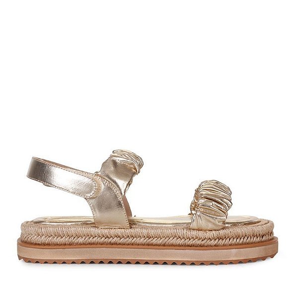 Papete Feminina Serena Flatform Couro Franzido Paula Torres Dourado