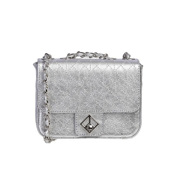 Bolsa Feminina Pequena Pesponto Alça Trançada Luiza Barcelos Prata