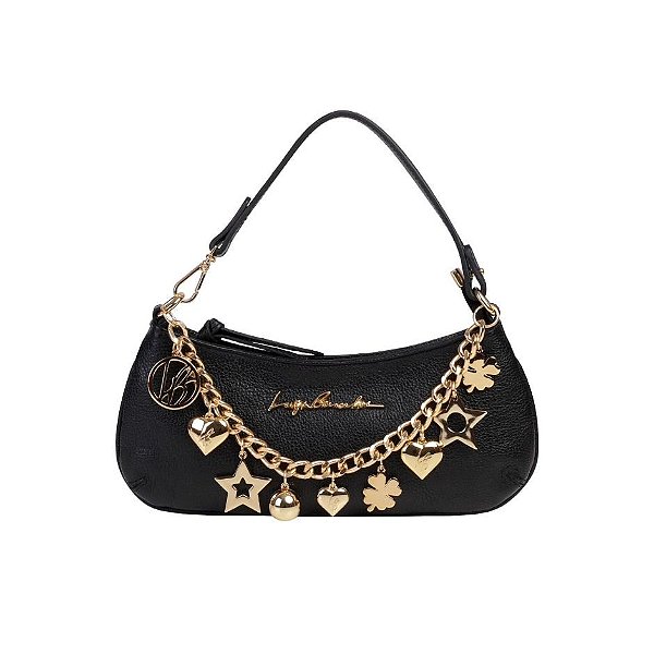 Bolsa Feminina Pequena Tiracolo Mix Pingentes Luiza Barcelos Preto