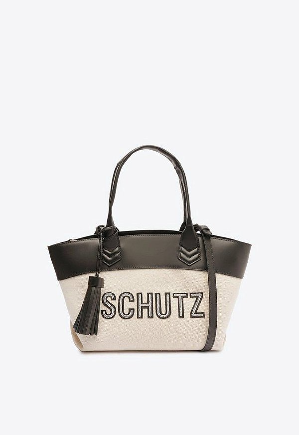 Bolsa Feminina Média Lona Detalhada Necessaire SS24 Schutz Preto