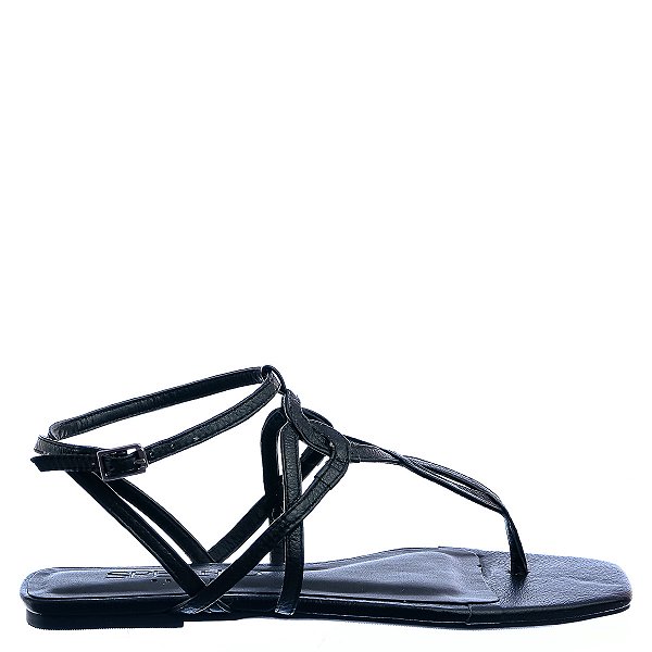 Rasteira Feminina Ana Tiras Finas Raio de Sol Specchio Brand Preta