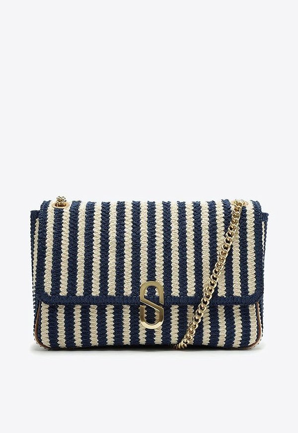 Bolsa Feminina Média Liana Alça Meia Corrente Crochê Ráfia SS24 Schutz Azul