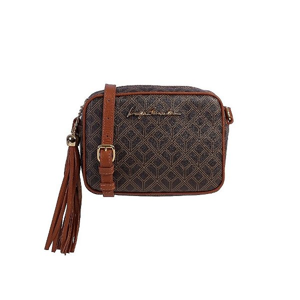 Bolsa Feminina Pequena Monograma Barbicacho Zíper Luiza Barcelos Marrom
