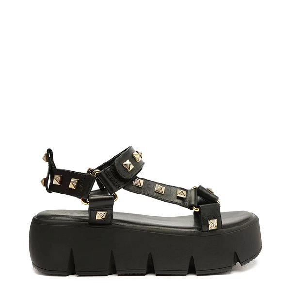 Sandália Feminina Plataforma Velcro Spike SS24 Schutz Preto