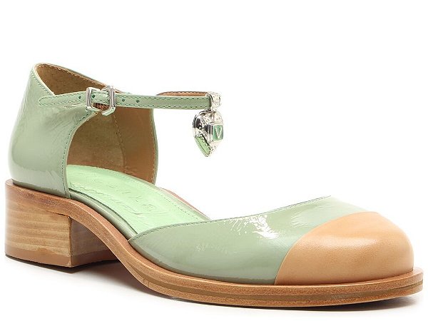 Mocassim Feminino Lucy Envernizado Pingente Fivela VCZ24 Vicenza Verde