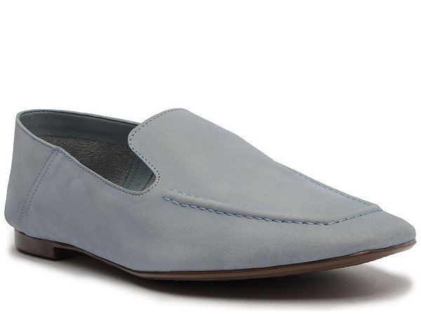 Mocassim Feminino Basic Nobuck SS24 Schutz Azul Specchio Loja