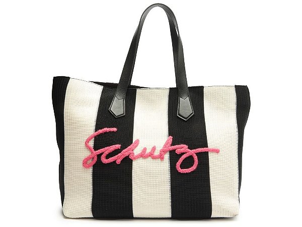 Bolsa Feminina Média Beachy Bordada Multicolor SS24 Schutz Preto