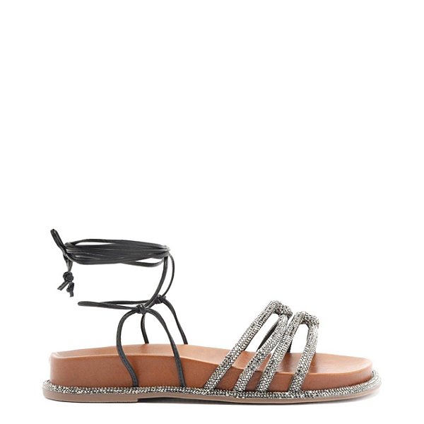 Papete Feminina Joane Sporty Glam Strass SS24 Schutz Marrom