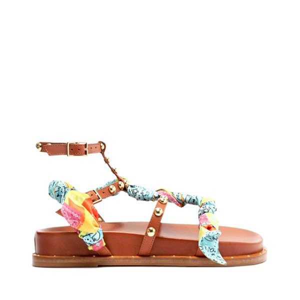 Papete Feminina Chrome Balls Lenço Fivela SS24 Schutz Camel