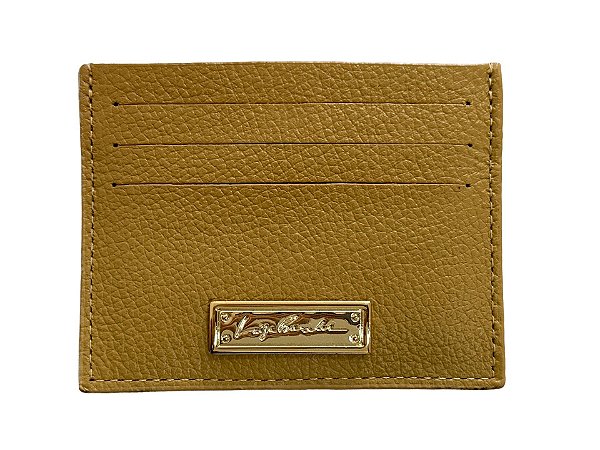 Porta Cartão Feminino Básico Placa logo Luiza Barcelos Bege