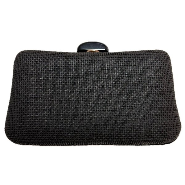 Clutch Feminina Média Linho Corrente Specchio Preta