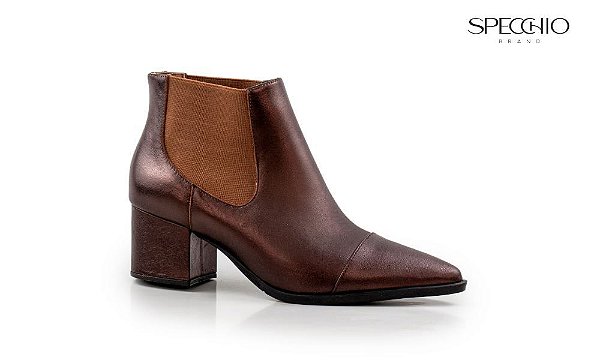 Bota Julia Elástico Couro Momentos Specchio Brand Marrom
