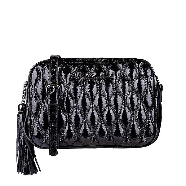 Bolsa Média Alça Verniz Zíper Matelassê Barbicacho Luiza Barcelos Preto